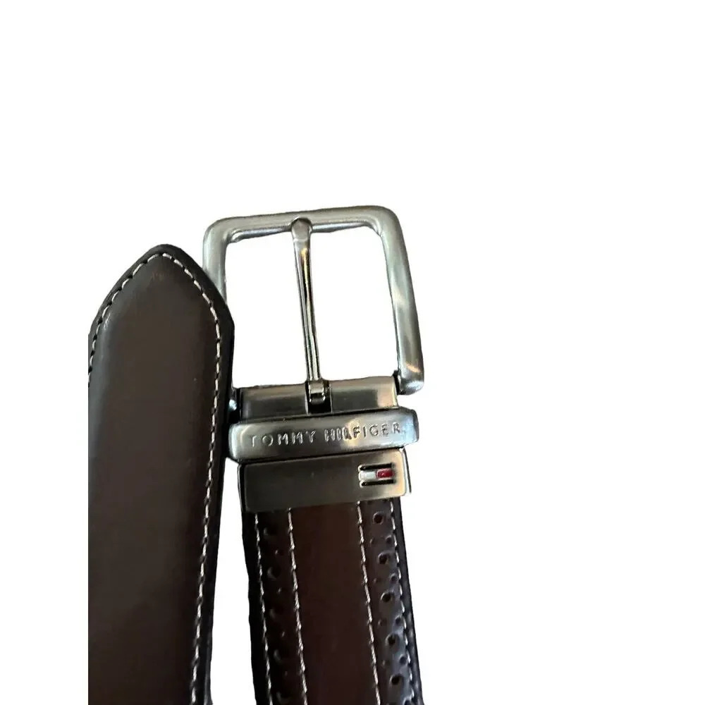 Tommy Hilfiger Men's Brown Coated Leather Handcrafted Belt ADF Size 38/95